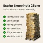 88 Netze kammergetrocknetes gespalten Esche Brennholz 25cm – Image 3