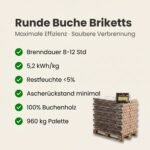 Runde Buche Briketts pallet 96 Packungen x 10 kg (960 kg) – Image 4