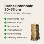 88 Netze Kammergetrocknetes gespalten Esche Brennholz 30-33 cm – Image 4