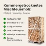 Palette kammergetrocknetes gespalten Birken/Esche Brennholz mischfeuerholz 25cm 1.8 RM / 2.6 SRM – Image 6