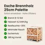 Halbe Palette kammergetrocknetes gespalten Esche Brennholz 25cm – Image 4