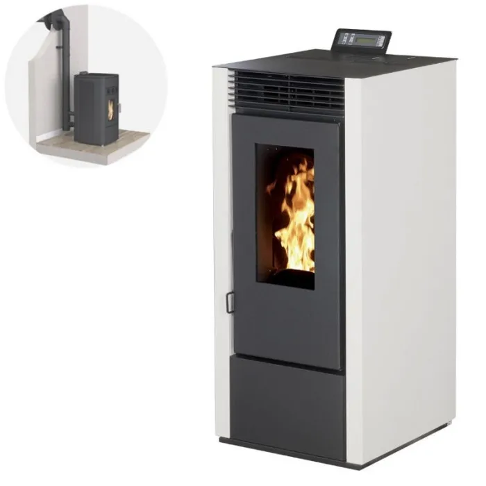Pelletkachel-marina-14kw2 Pack Pelletkamin MARINA 14 kW Luftdicht + Ventilationskit – Weiß – Image 1