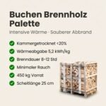 Halbe Palette kammergetrocknetes gespalten Buchen Brennholz 25 cm – Image 2