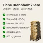 88 Netze Kammergetrocknetes gespalten Eiche Brennholz 25cm – Image 3