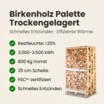 Palette kammergetrocknetes gespalten Birken Brennholz 25cm – Image 5