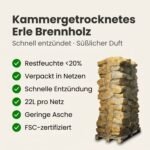 88 Netze kammergetrocknetes gespalten Erle Brennholz 25cm – Image 4